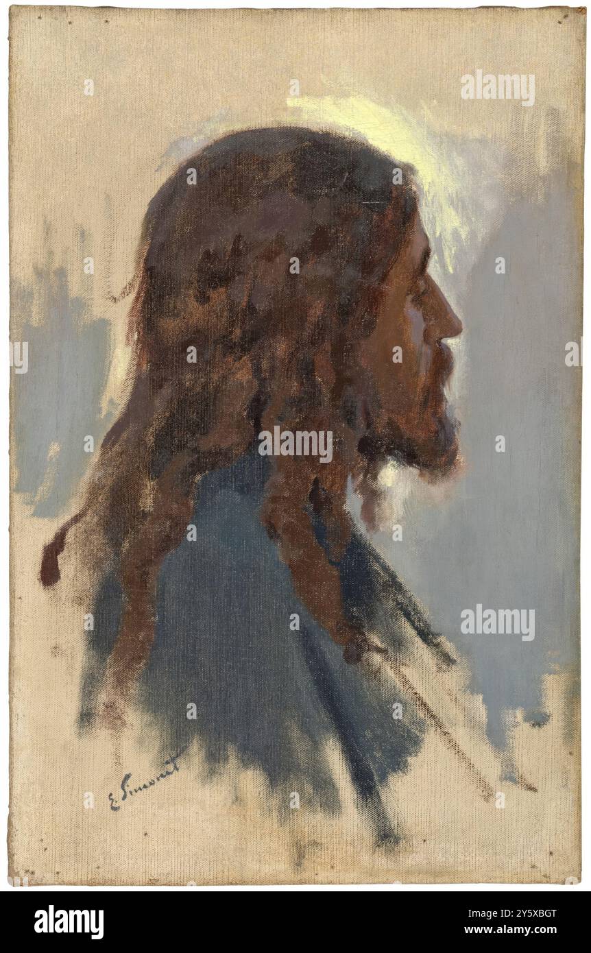Enrique Simonet Lombardo / 'Studium Jesu' Kopf für Flevit super Illam'. Ca. 1892. Öl auf Leinwand. Museum: Museo del Prado, Madrid, España. Stockfoto