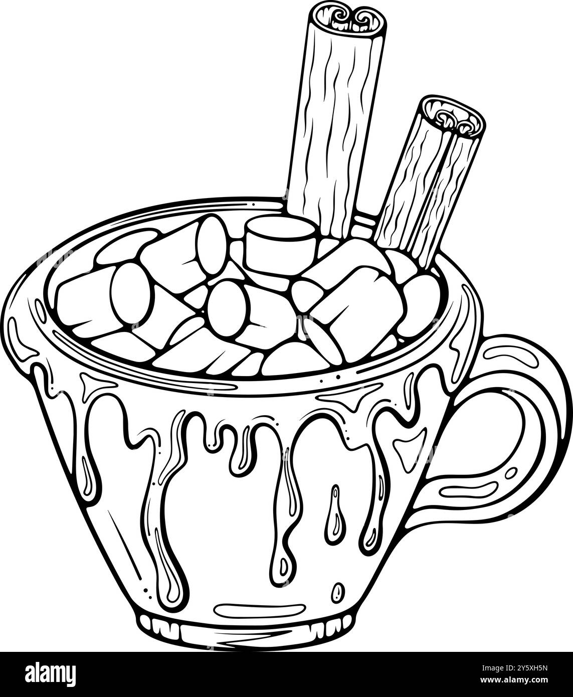 Heiße Schokolade mit Marshmallow-Kunst Stock Vektor