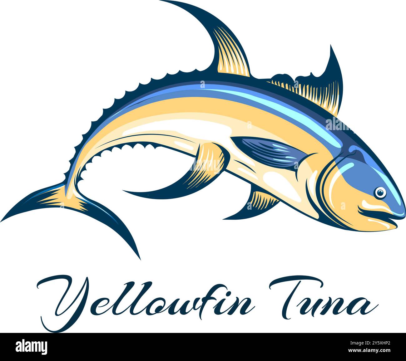 Emblem des Gelbflossenthunfischs Stock Vektor