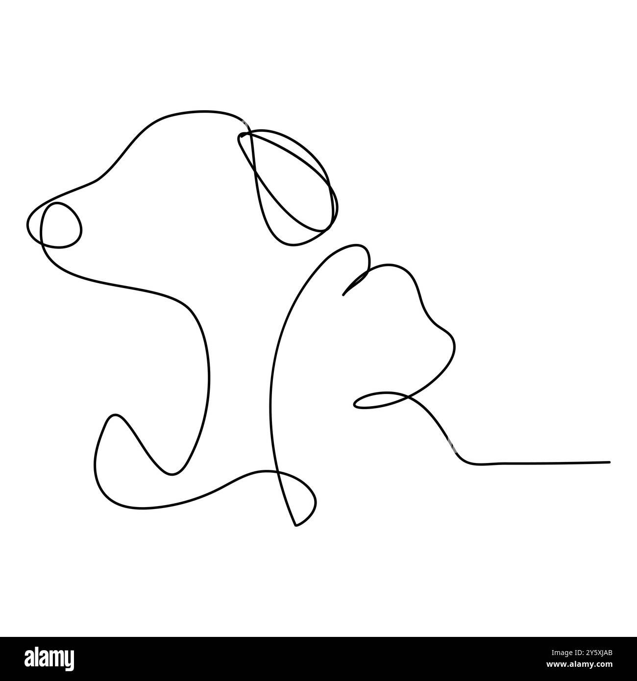 Cat & DOG Line Art. 08. Gute Verwendung für Symbol, Logo, Websymbol, Maskottchen, Malbuch, Zeichen oder eine beliebige Konstruktion, die Sie für den Vektor der kontinuierlichen Linienzeichnung benötigen Stock Vektor