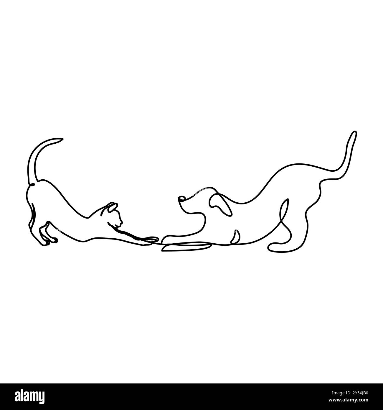 Cat & DOG Line Art. 08. Gute Verwendung für Symbol, Logo, Websymbol, Maskottchen, Malbuch, Zeichen oder eine beliebige Konstruktion, die Sie für den Vektor der kontinuierlichen Linienzeichnung benötigen Stock Vektor