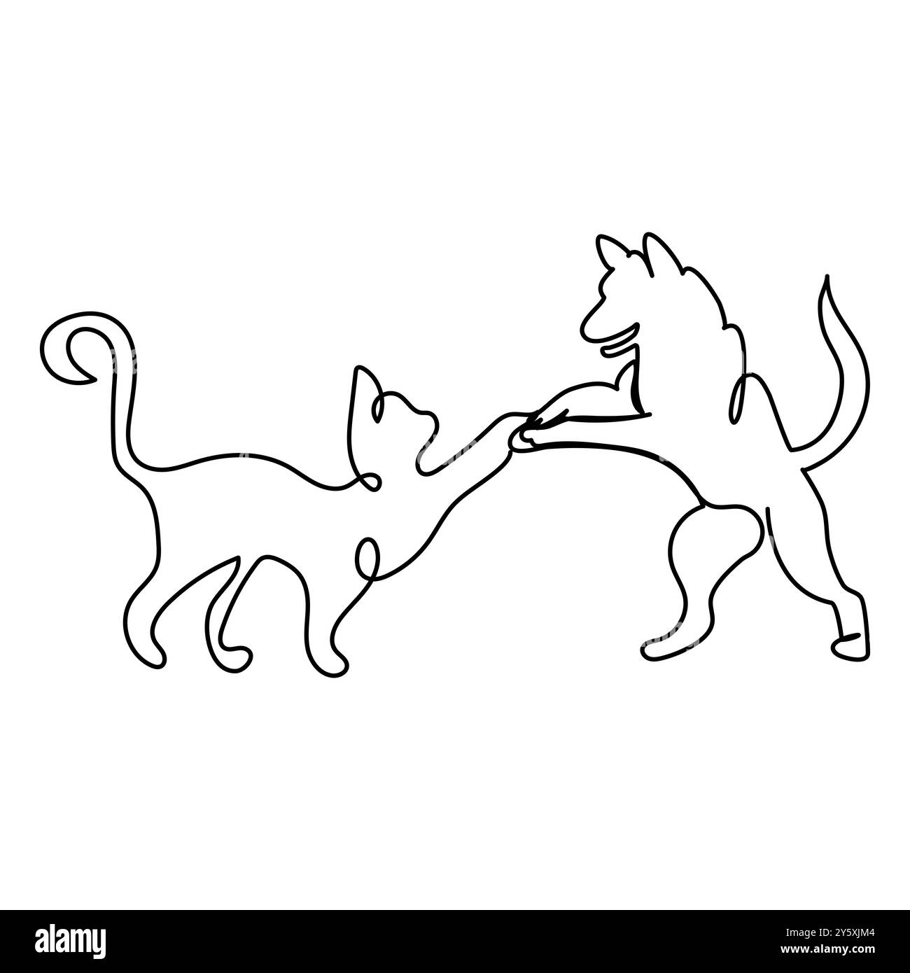 Cat & DOG Line Art. 08. Gute Verwendung für Symbol, Logo, Websymbol, Maskottchen, Malbuch, Zeichen oder eine beliebige Konstruktion, die Sie für den Vektor der kontinuierlichen Linienzeichnung benötigen Stock Vektor