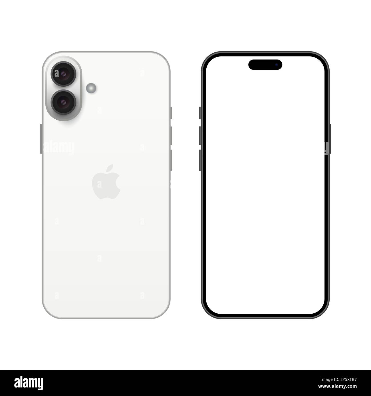 Apple iPhone 16 White Mockup. Realistische Vektordarstellung Stock Vektor