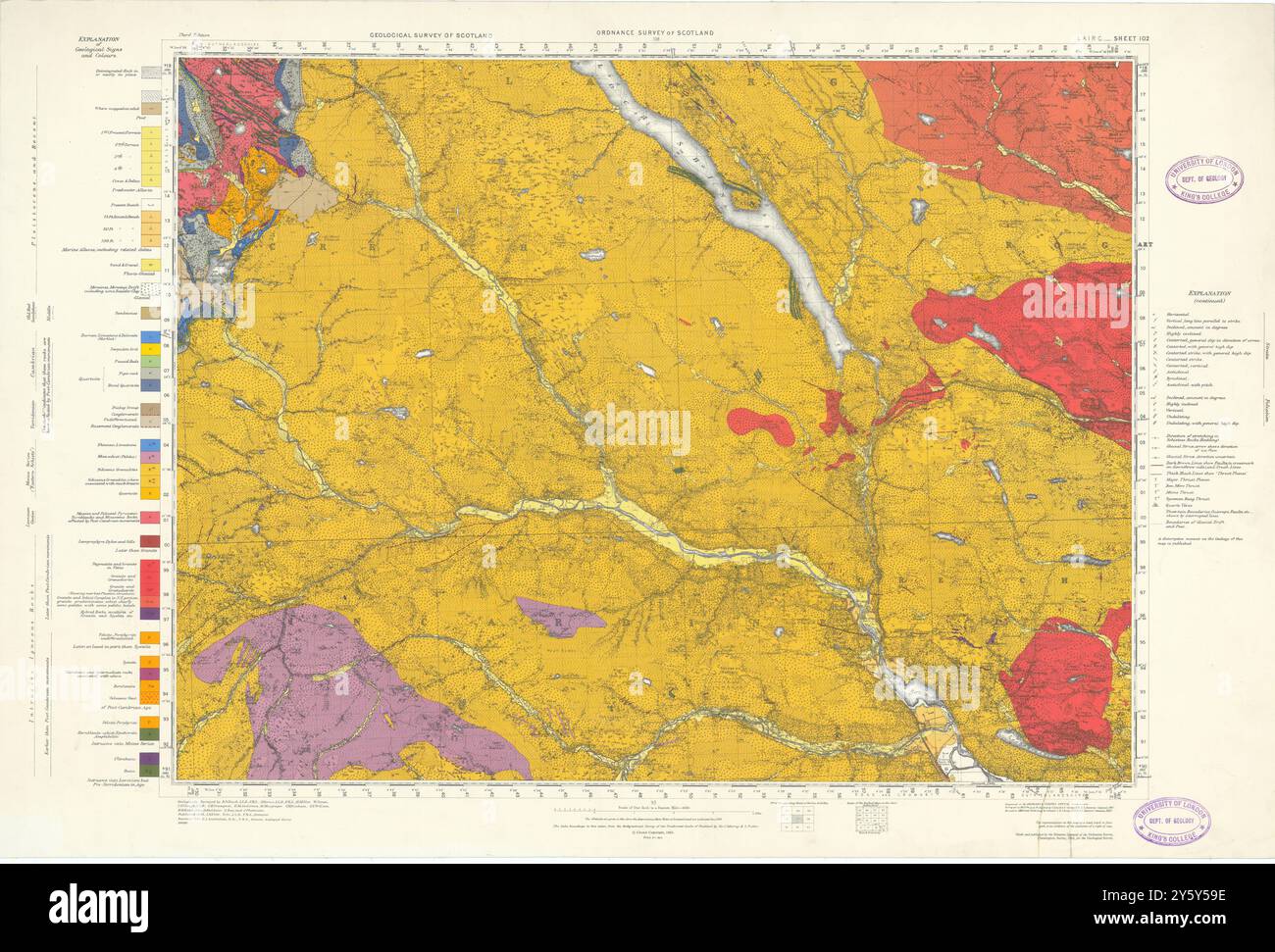 Lairg. Geological Survey of Scotland Blatt 102. Bonar Bridge 1963 alte Karte Stockfoto