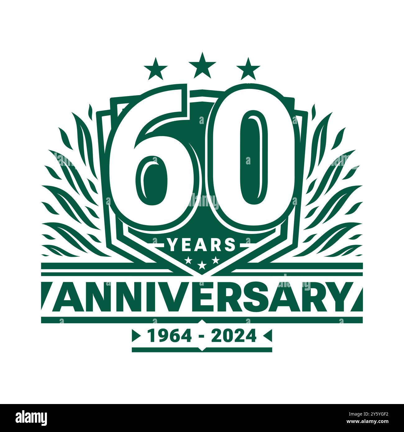 Design-Vorlage für 60-jähriges Jubiläum. Logo zum 60-jährigen Jubiläum. Vektor und Illustration. Stock Vektor