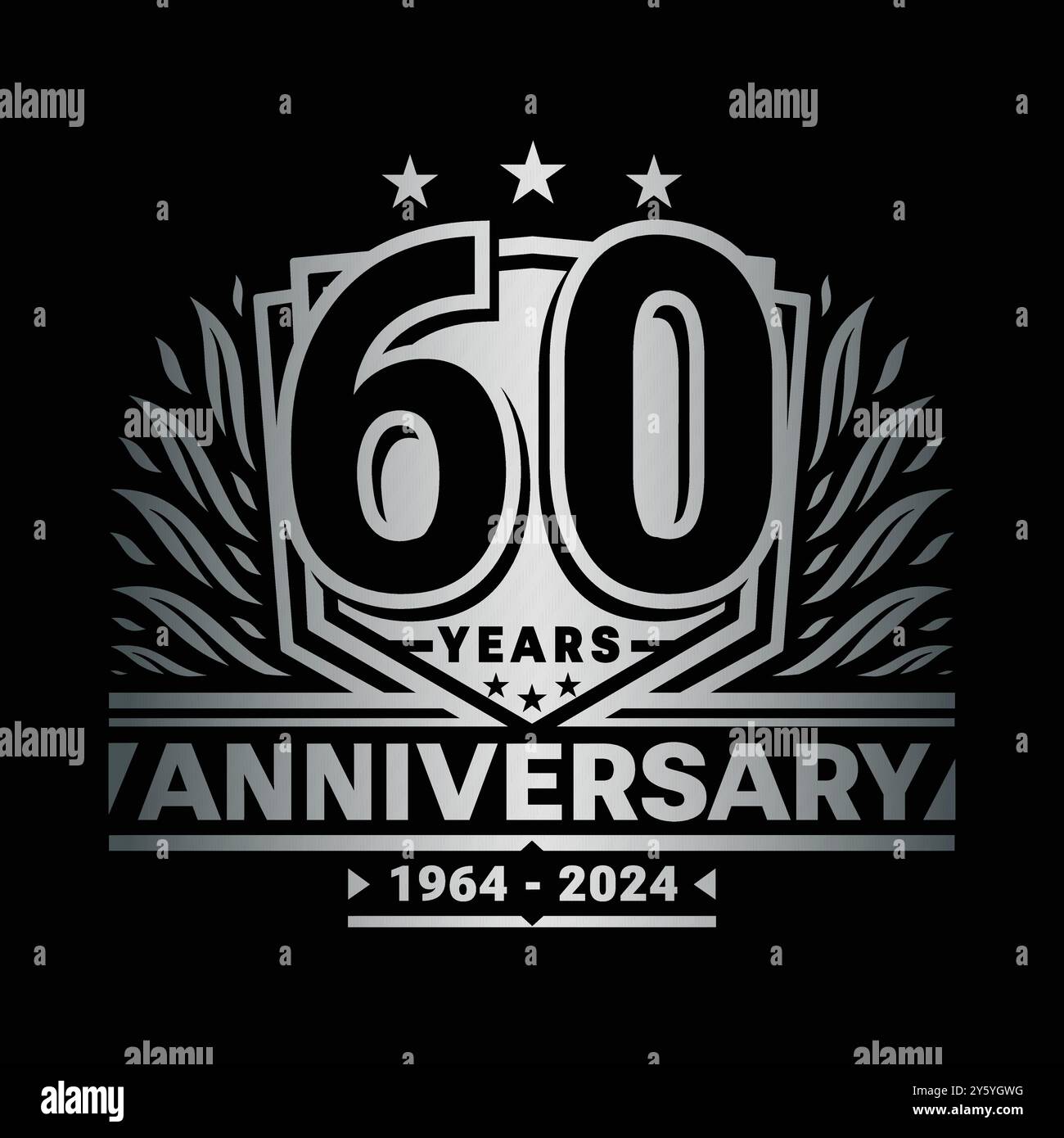 Design-Vorlage für 60-jähriges Jubiläum. Logo zum 60-jährigen Jubiläum. Vektor und Illustration. Stock Vektor