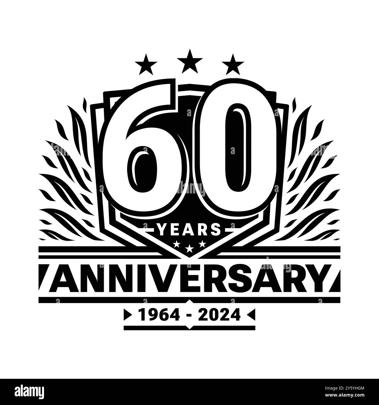 Design-Vorlage für 60-jähriges Jubiläum. Logo zum 60-jährigen Jubiläum. Vektor und Illustration. Stock Vektor