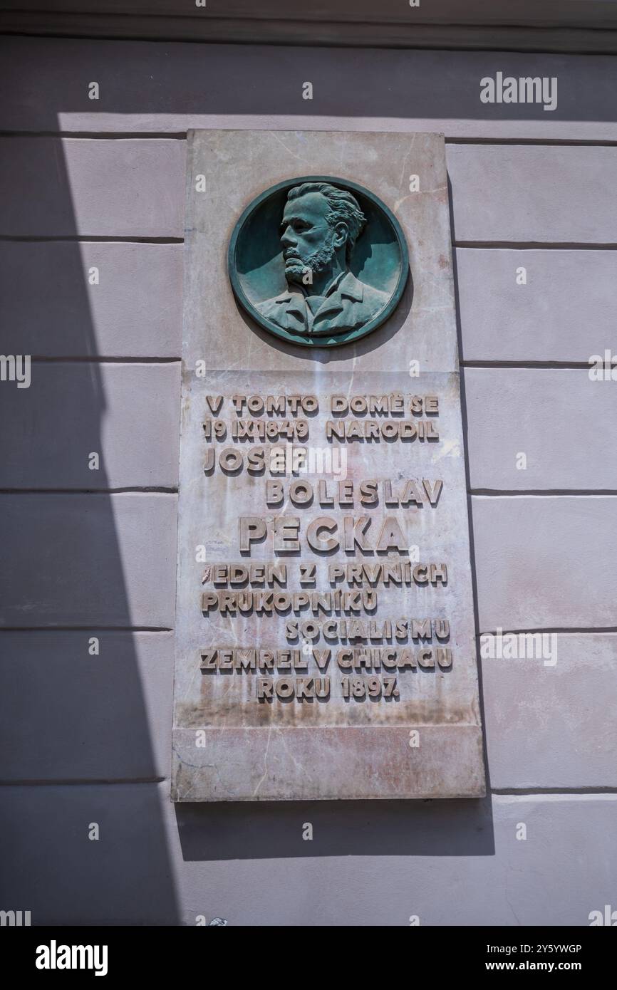 Josef Boleslav Pecka Plakette in Prag Stockfoto