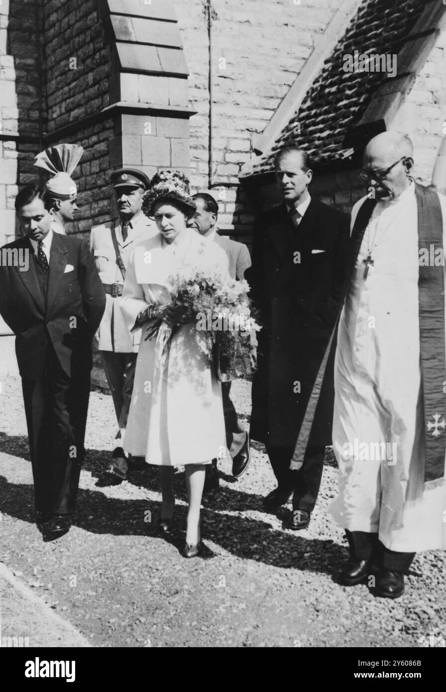 JENS CHRISTENSEN BISCHOF VON MARDEN MIT KÖNIGIN ELISABETH II. UND PRINZ PHILIPP AM 9. FEBRUAR 1961 Stockfoto