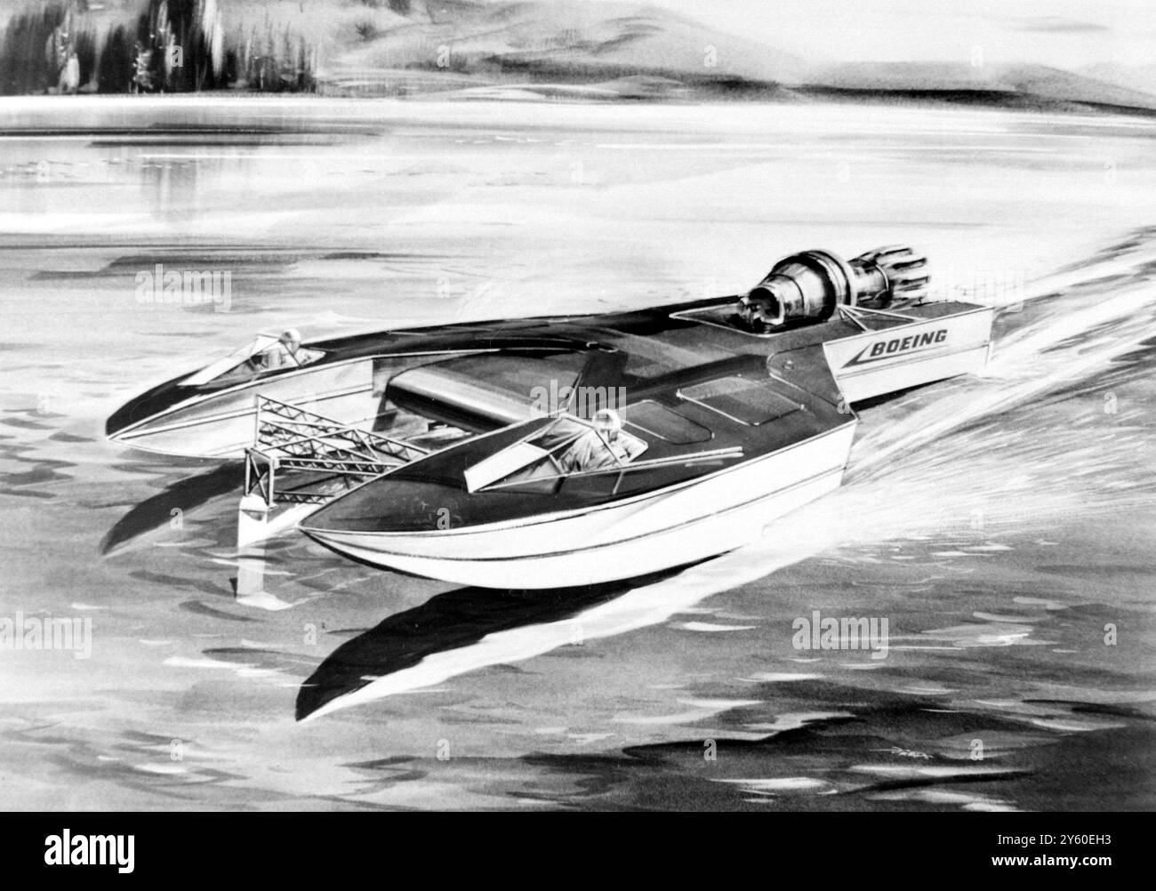 KÜNSTLERISCHE ZEICHNUNG EINES WASSERFAHRZEUGS AM 30. DEZEMBER 1960 Stockfoto