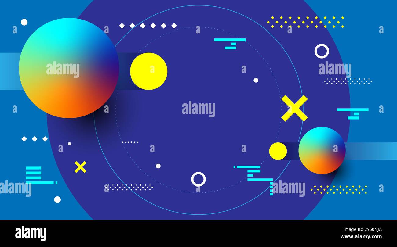 Abstrakte geometrische Technologie Hintergrund lebendige Farben. Digitale Kommunikation und Vektordesign in Gradientenform Stock Vektor
