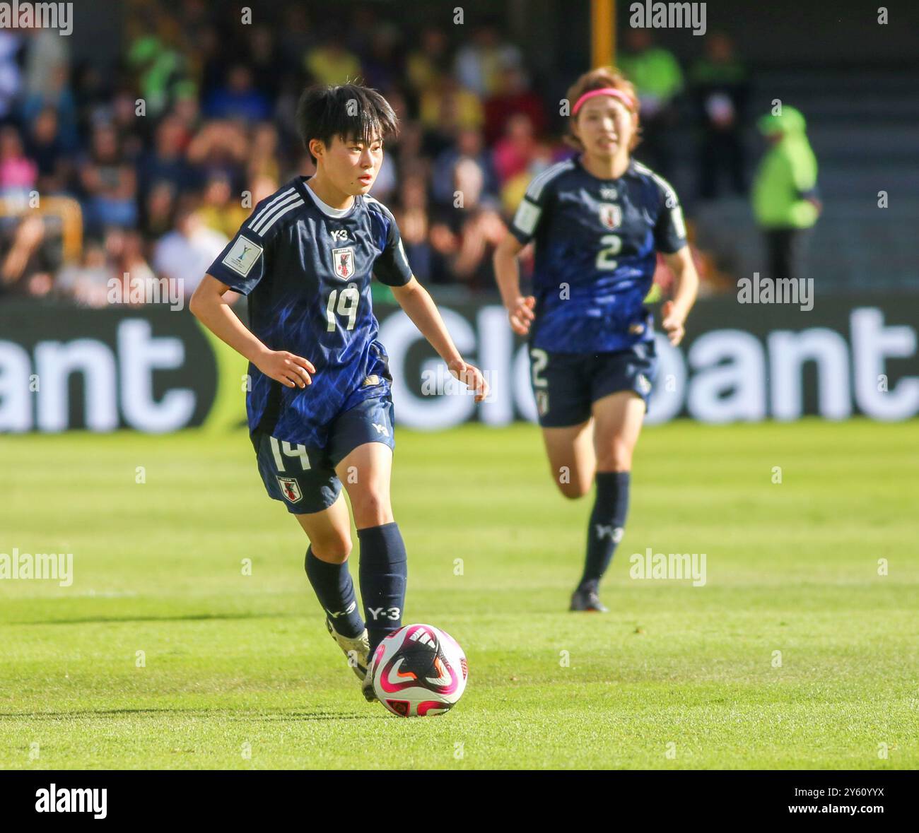 Bogota, Kolumbien. September 2024. Miyu Matsunaga aus Japan kontrolliert den Ball während des Endspiels der FIFA U-20-Frauen-Weltmeisterschaft Kolumbien 2024 zwischen Korea DPR und Japan am 22. September 2024 im El Campin Stadium in Bogota, Kolumbien. (Kreditbild: © Daniel Garzon Herazo/ZUMA Press Wire) NUR REDAKTIONELLE VERWENDUNG! Nicht für kommerzielle ZWECKE! Stockfoto