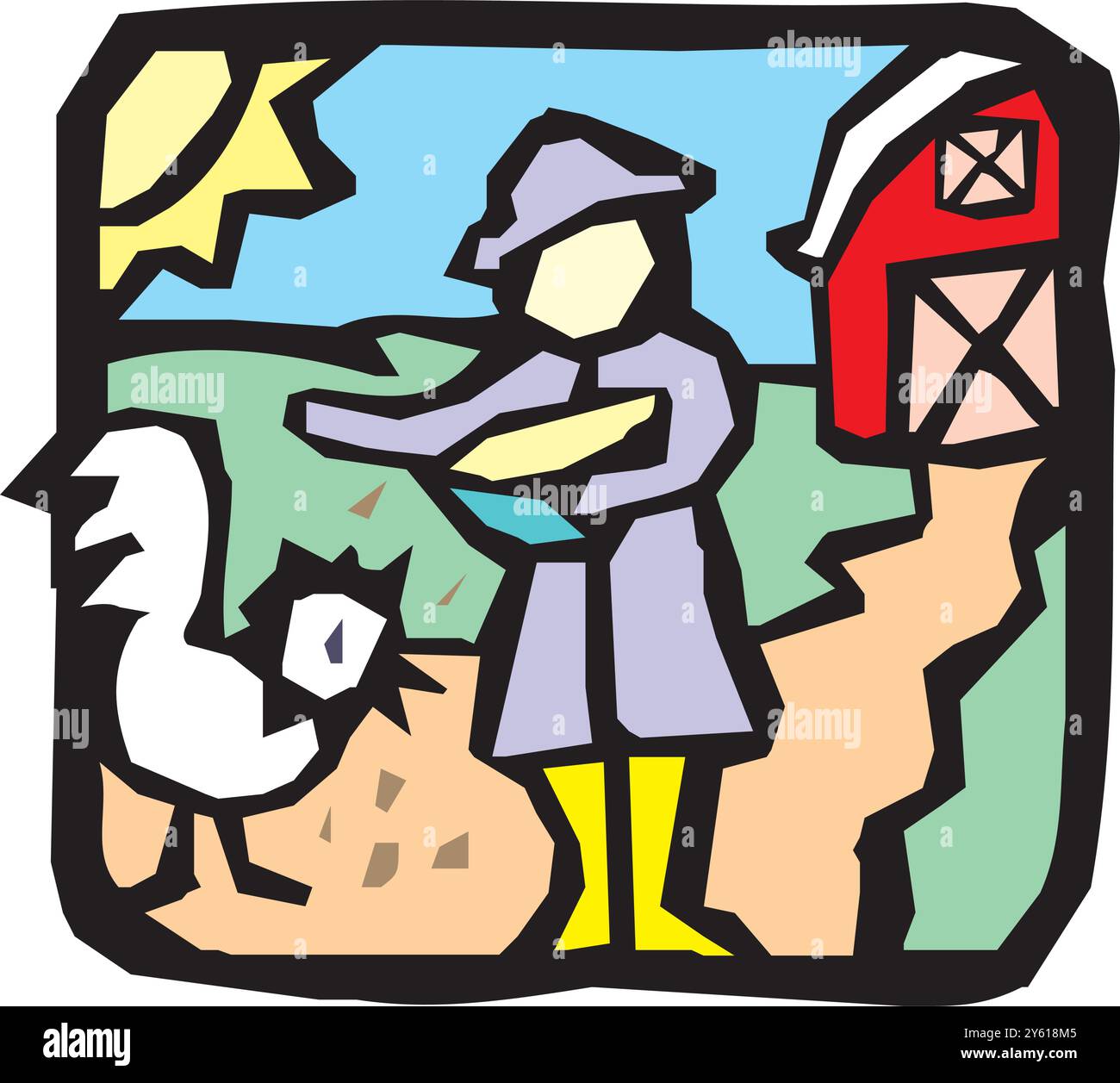Geflügelfarm Produktionsarbeiter in Hühnerstall Kontrolle und Fütterung Vögel sammeln Eier isometrische Zusammensetzung Vektor-Illustration Stock Vektor