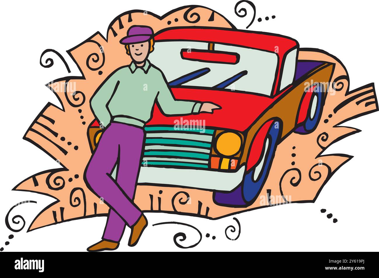 Landwirt neben LKW auf Bauernhof-Vektor-Design Stock Vektor