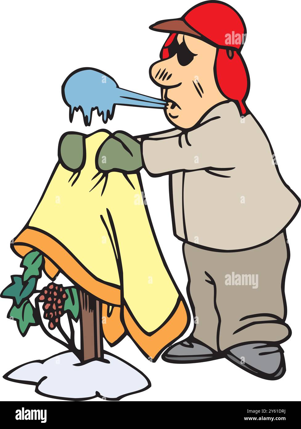 Mann Cartoon Abdeckung Trauben Vektor Design Illustration Stock Vektor