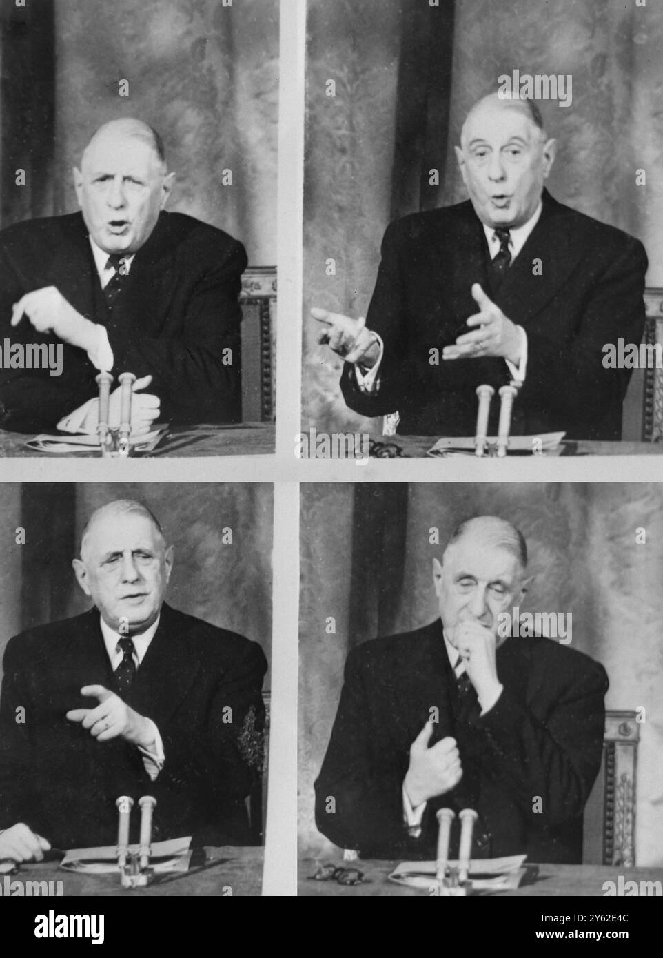 15. JANUAR 1963 DER FRANZÖSISCHE PRÄSIDENT CHARLES DE GAULLE LEHNT DEN ANTRAG GROSSBRITANNIENS AUF DIE EWG IN PARIS AB. Stockfoto