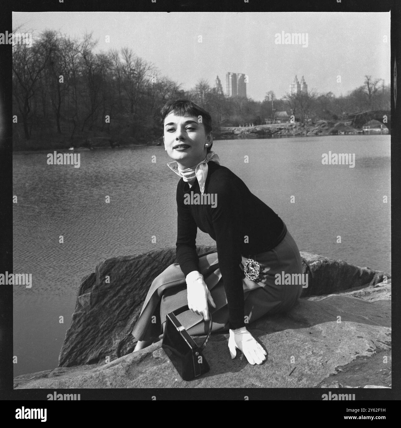 Audrey Hepburn besuchte 1952 New York, USA, wo sie 1952 in Gigi am Broadway in New York spielte. Foto von George Douglas Stockfoto
