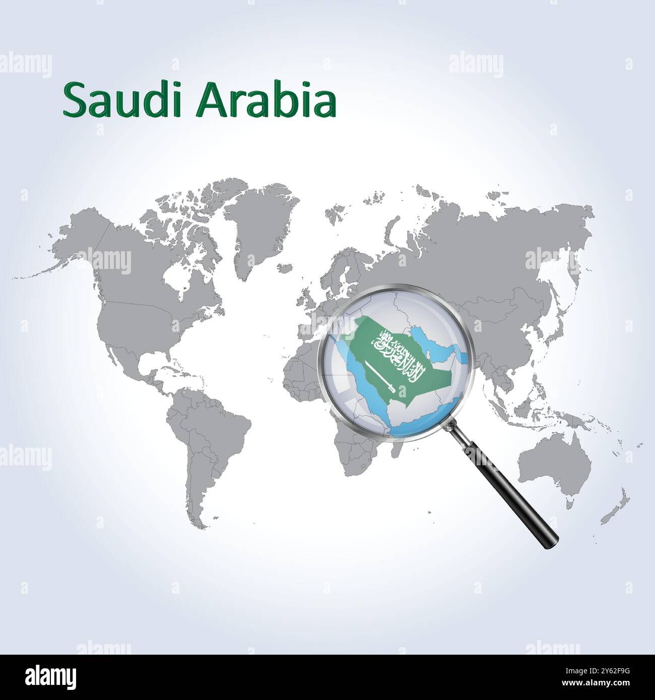 Saudi-Arabien vergrößerte Karte und Flagge, Saudi-Arabien Erweiterungskarten, Vektorgrafik Stock Vektor