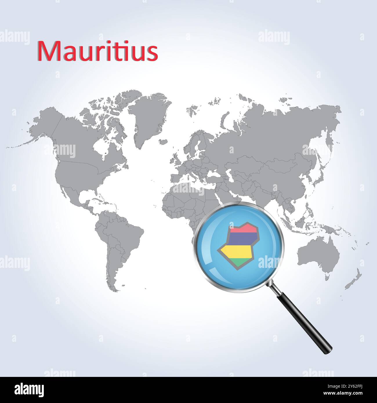 Vergrößerte Karte und Flagge von Mauritius, vergrößerte Karten von Mauritius, Vektorgrafik Stock Vektor