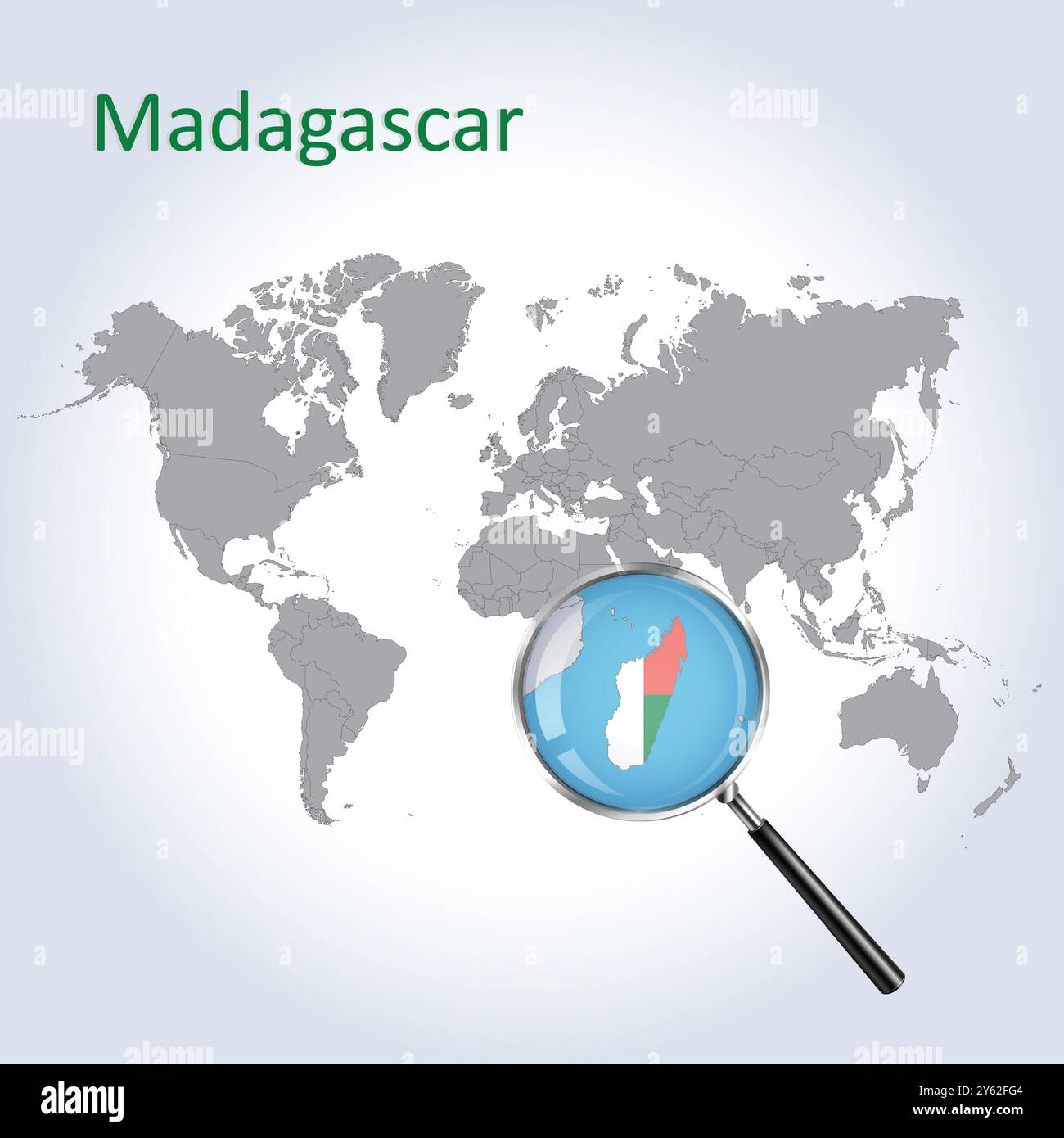 Madagaskar vergrößerte Karte und Flagge, Madagaskar Vergrößerung Karten, Vektorgrafik Stock Vektor