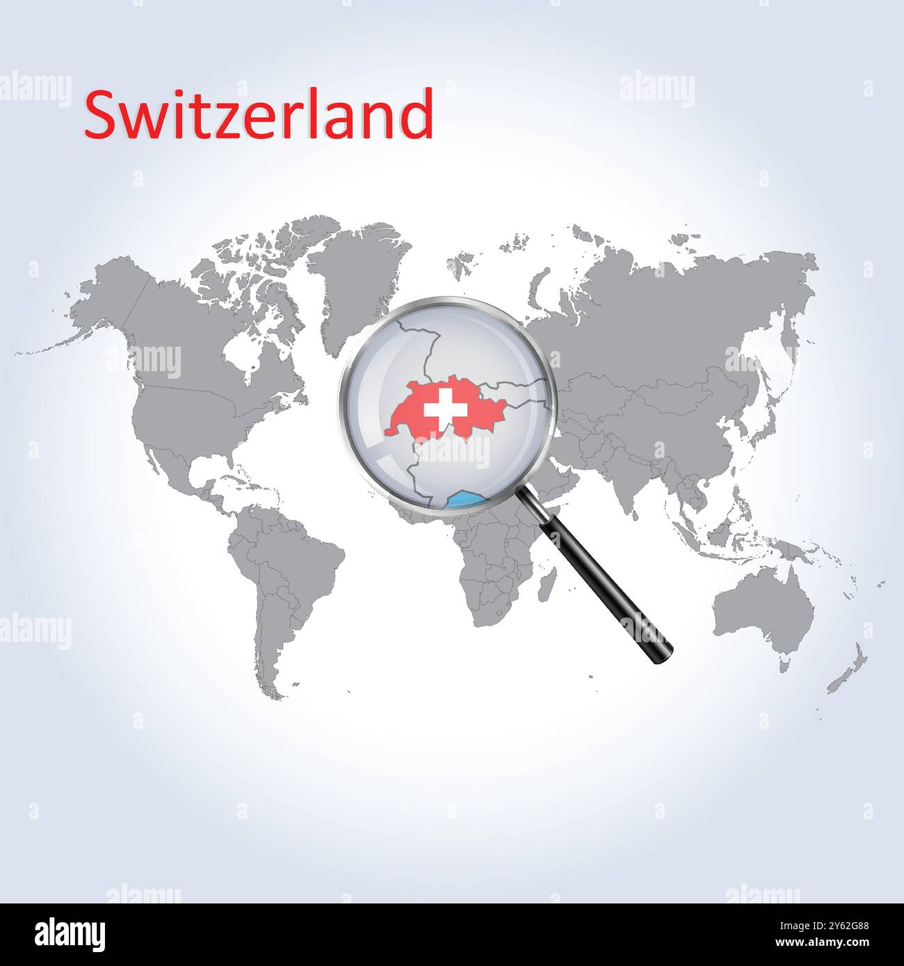 Schweiz vergrößerte Karte und Flagge, Schweiz vergrößerte Karten, Vektorgrafik Stock Vektor