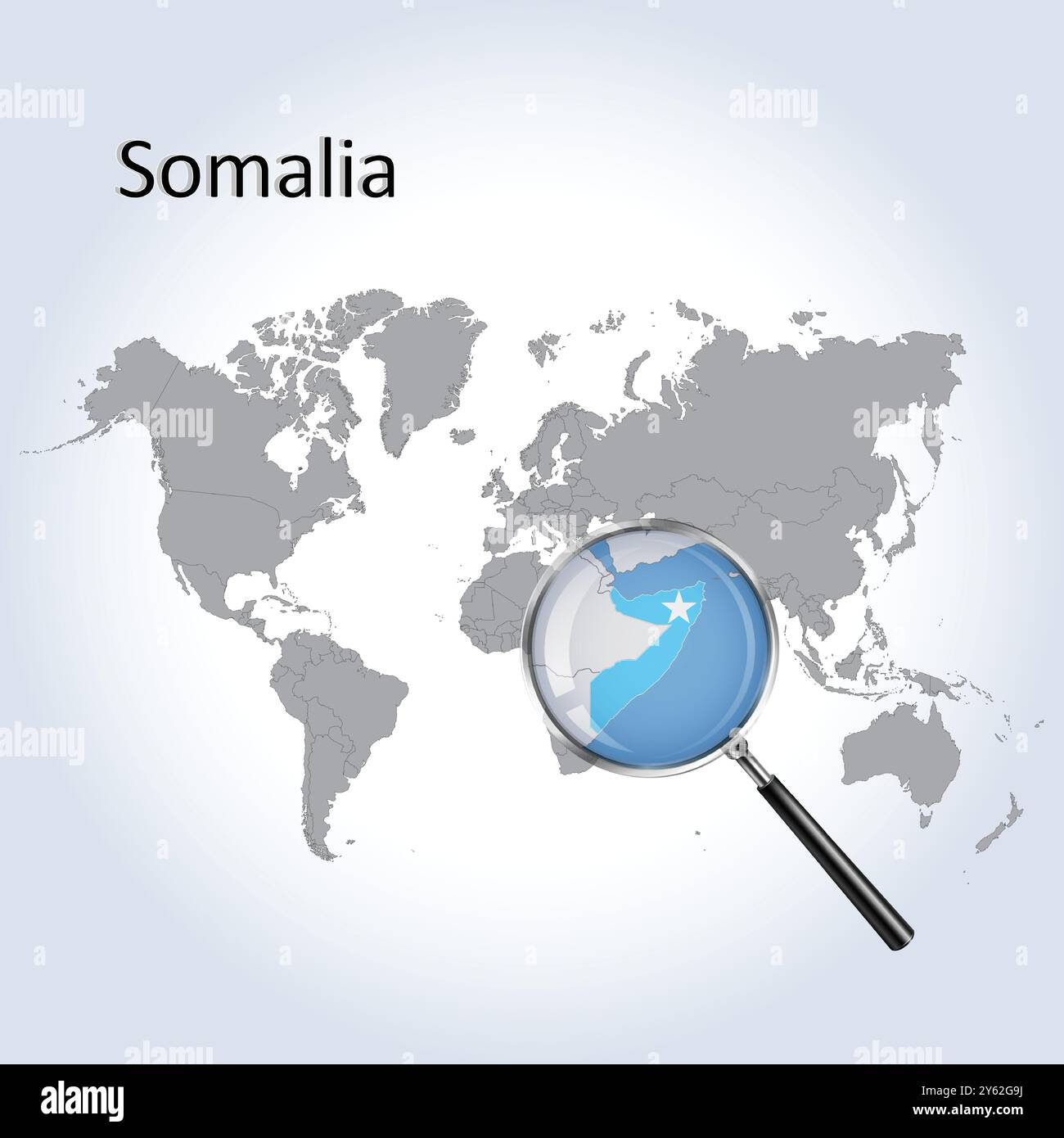 Somalia vergrößerte Karte und Flagge, Somalia Erweiterungskarten, Vektorgrafik Stock Vektor