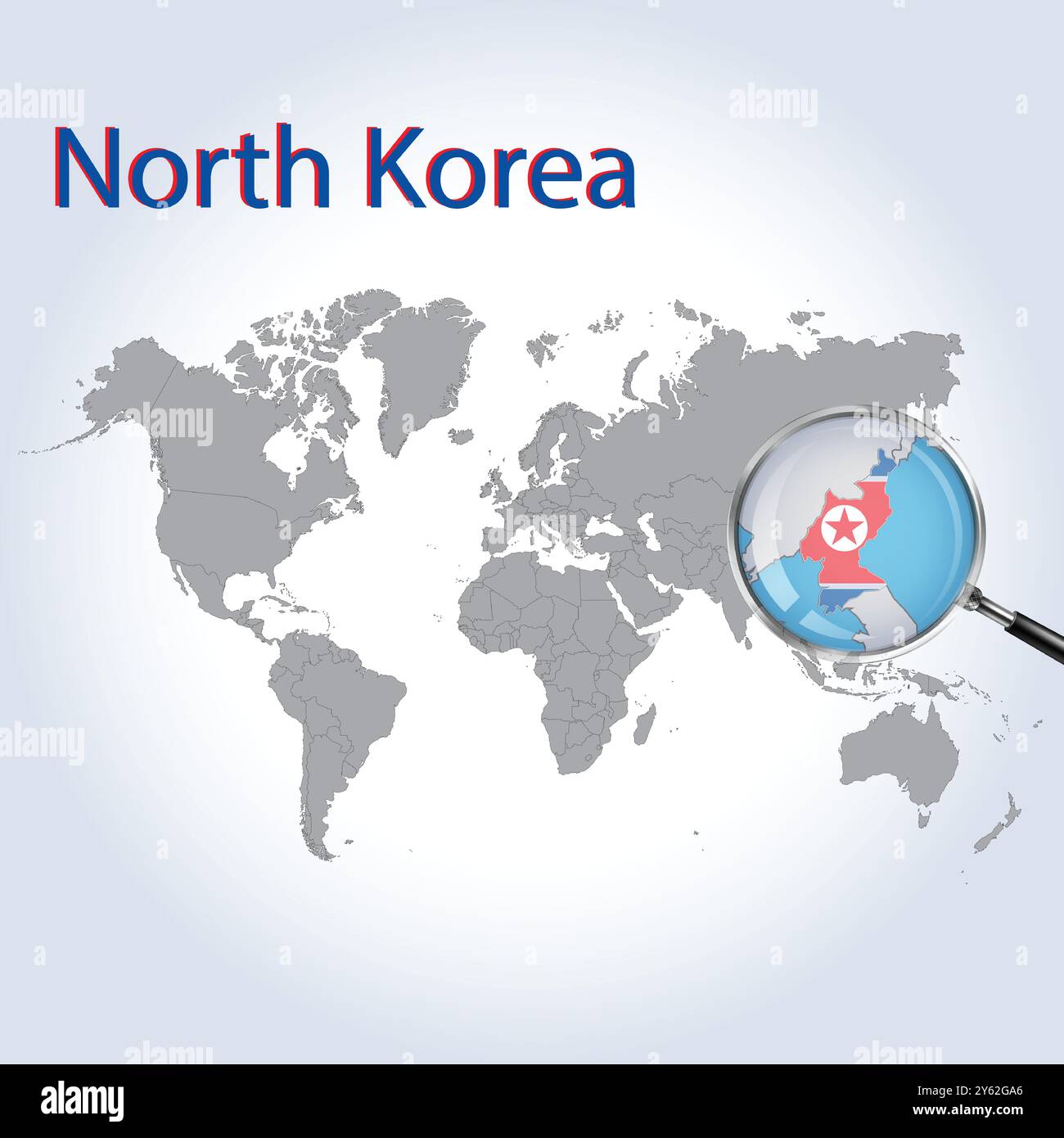 Nordkorea vergrößerte Karte und Flagge, Nordkorea Erweiterungskarten Stock Vektor