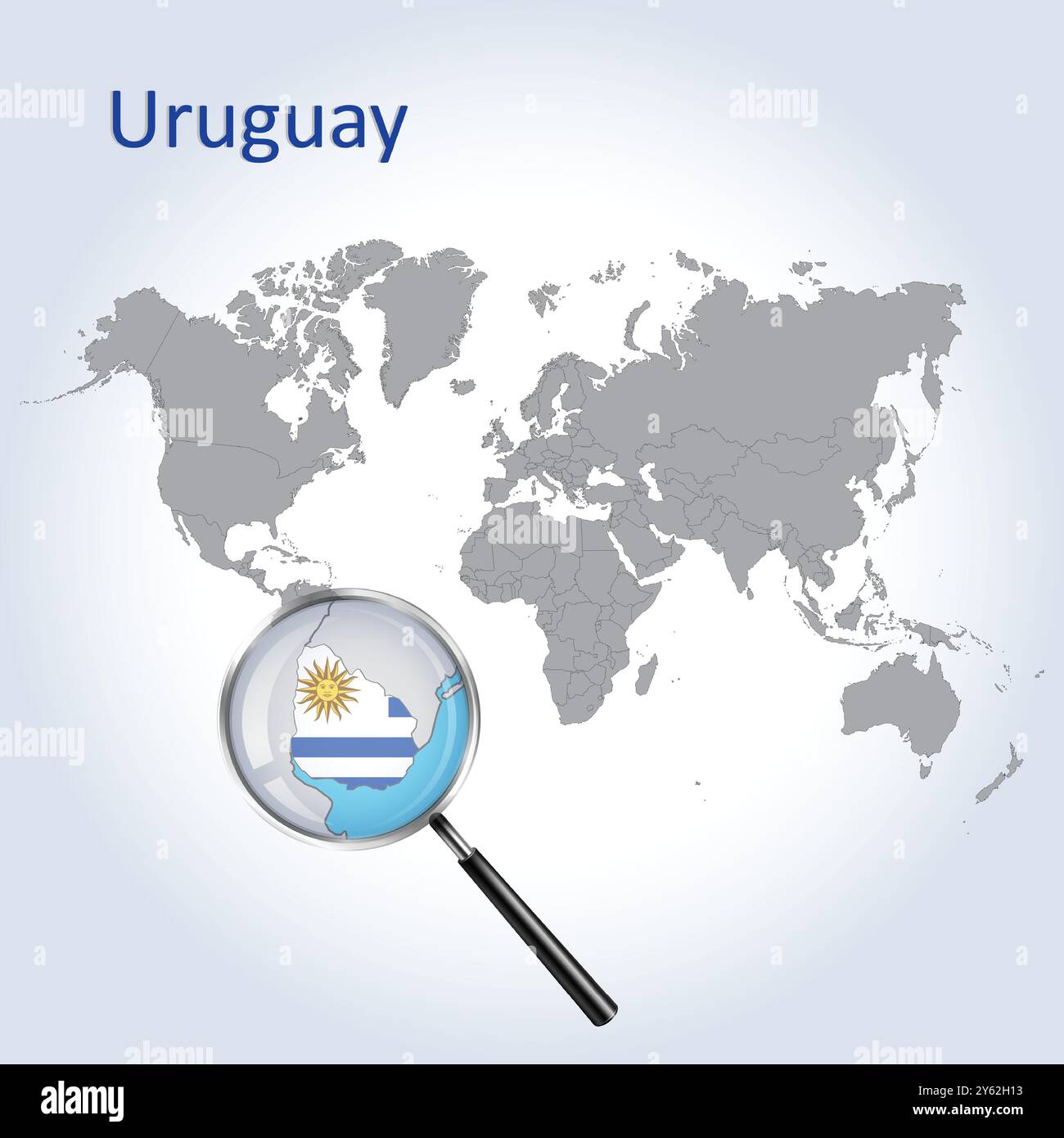 Uruguay vergrößerte Karte und Flagge, Uruguay Vergrößerung Karten, Vektorgrafik Stock Vektor