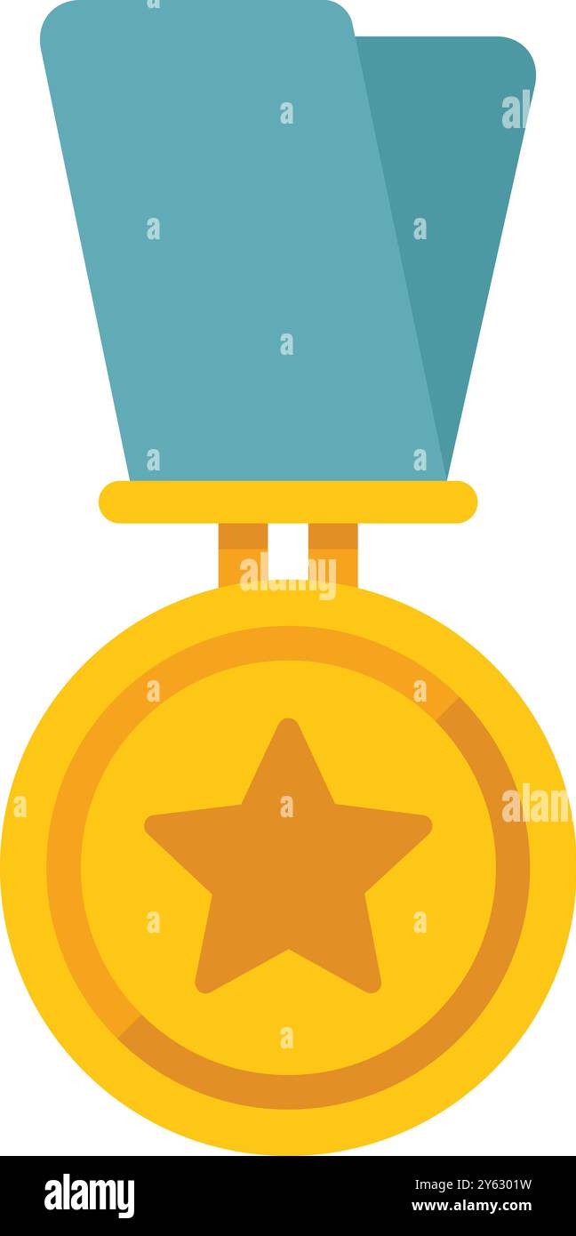 Die goldene Medaille mit einem Stern steht für Sieg und Erfolg Stock Vektor