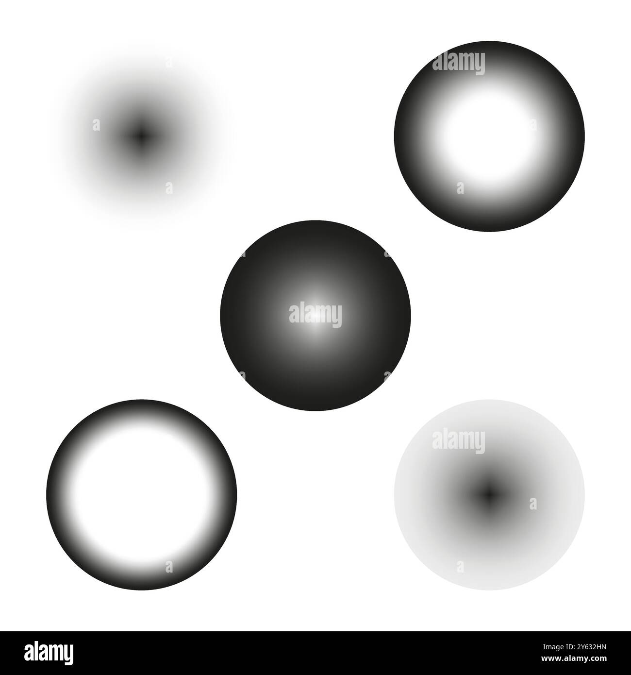 Verschwommener Kreisverlauf. Abstrakte weiche Kugeln. Verblasste Schwarzweiß-Formen. Minimales Vektormuster. Stock Vektor
