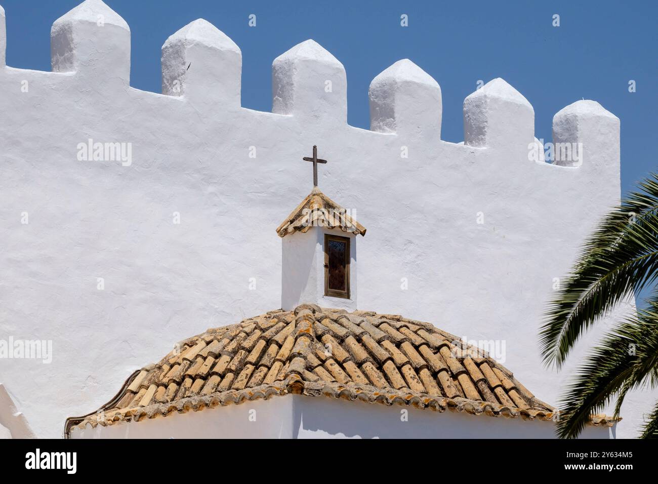 Kirche Sant Jordi, aus dem 15. Jahrhundert, Sant Jordi de SES Salines, Ibiza, Balearen, Spanien. Stockfoto