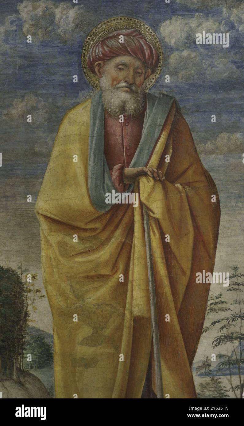 St. Joseph. Porträt eines lombardischen Malers. Freistehendes Fresko, 1495-1500. Pinacoteca Castello Sforzesco, Mailand, Italien. Stockfoto