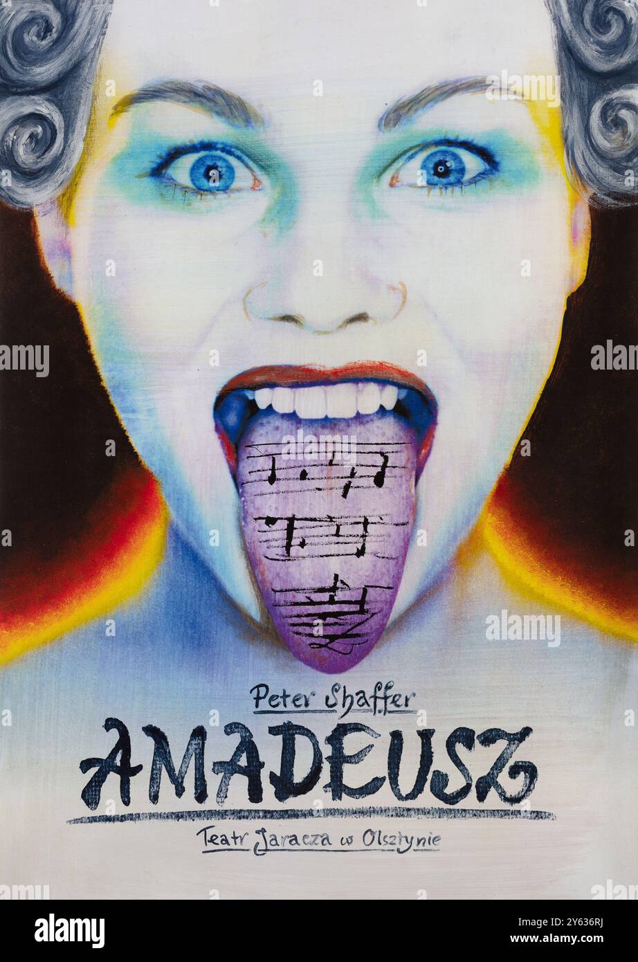 Poster für das Stück „Amadeus“ von Peter Shaffer. Museum: PRIVATE SAMMLUNG. Autor: Rafal Olbinski. Stockfoto