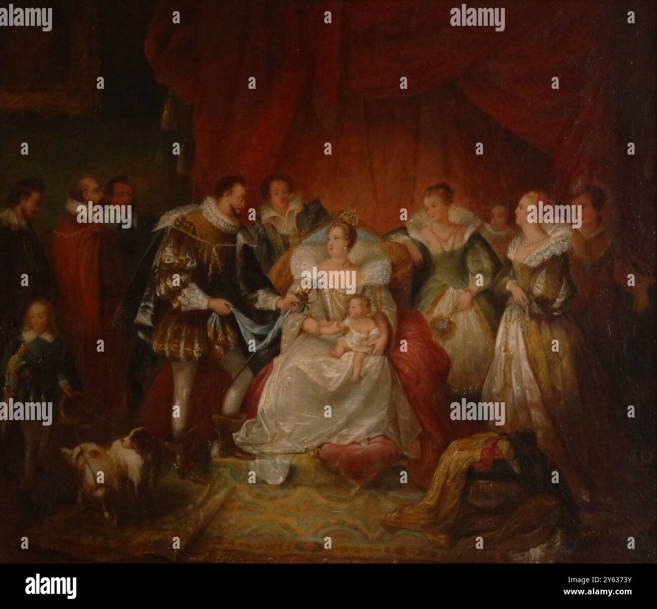 Die Geburt von Louis XIII. Museum: Château de Sully-sur-Loire. Autorin: Caroline Louise Emma De Bay. Stockfoto