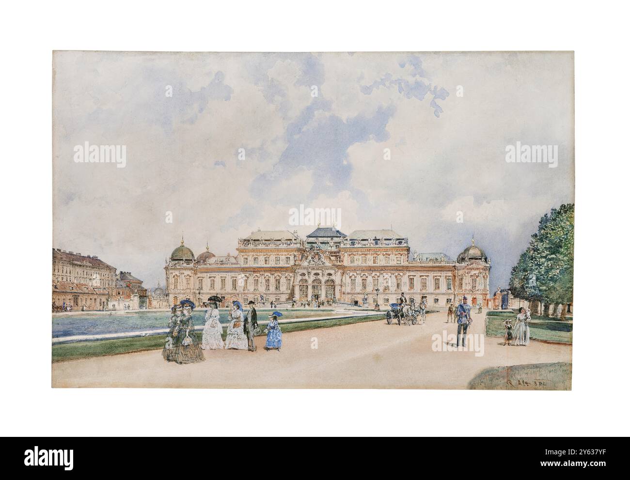 Das obere Belvedere in Wien. Museum: PRIVATE SAMMLUNG. AUTOR: RUDOLF VON ALT. Stockfoto