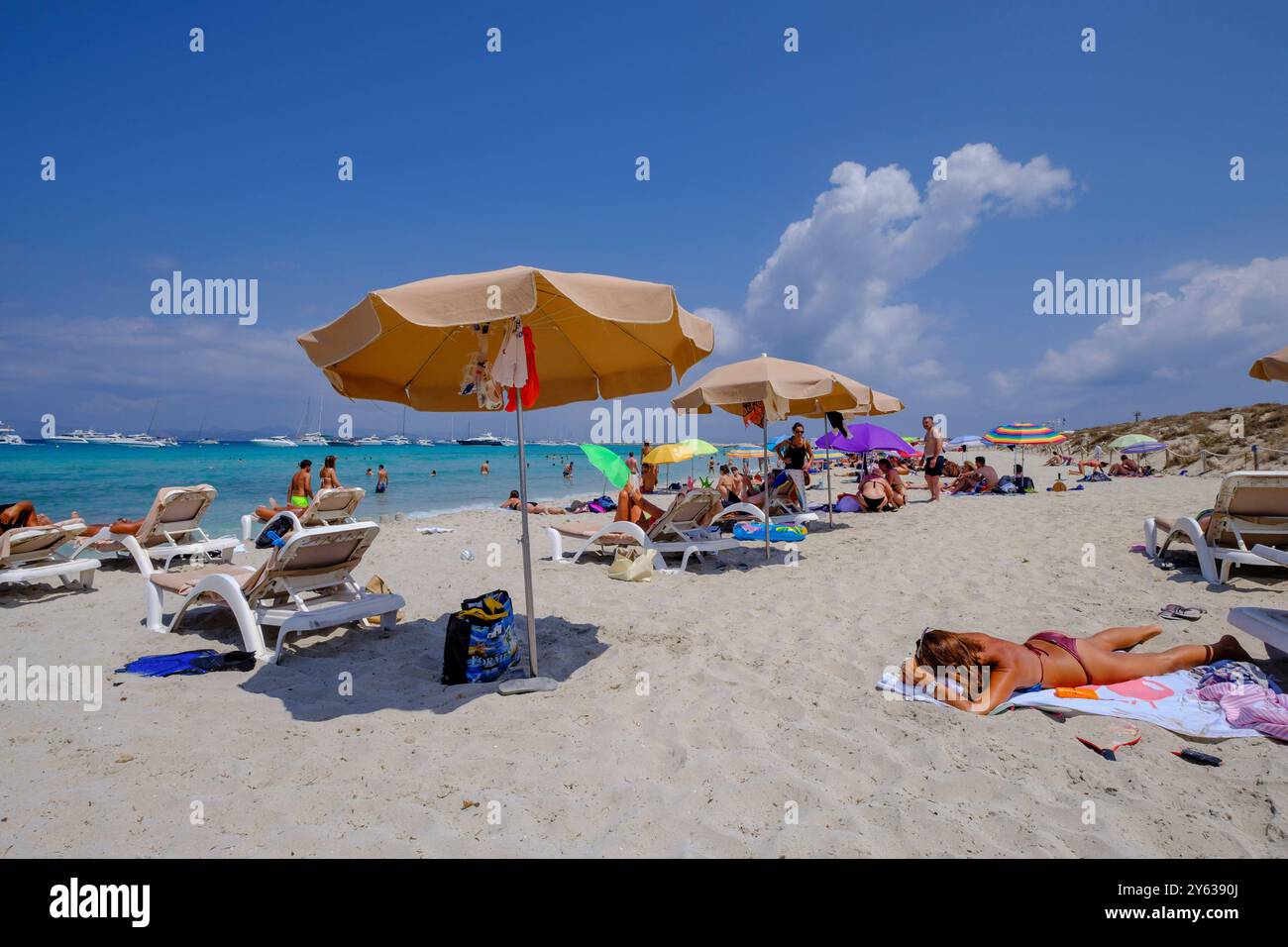 Es Cavall, Strand, SES Salines Naturpark von Ibiza und Formentera, Formentera, Balearen, Spanien. Stockfoto