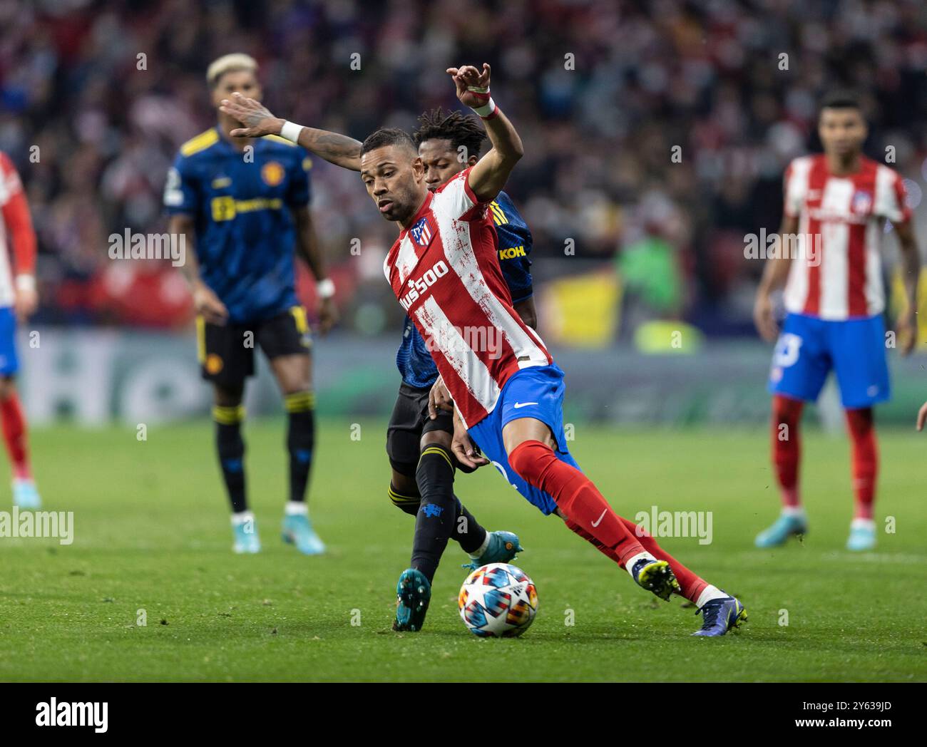 Madrid, 23.02.2022. Champions League. Das Match wurde in der Wanda zwischen Atlético de Madrid und Manchester United ausgetragen, wobei 1-1 Unentschieden stattfanden. Auf dem Bild Renan Lodi. Foto: Ignacio Gil. ARCHDC. Quelle: Album / Archivo ABC / Ignacio Gil Stockfoto