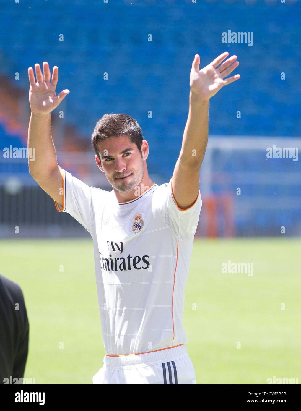 Madrid, 03.07.2013. Florentino Perez präsentiert Francisco Roman Alarcon „ISCO“ im Santiago Bernabeu. Foto: Ignacio Gil. ARCHDC. Quelle: Album / Archivo ABC / Ignacio Gil Stockfoto