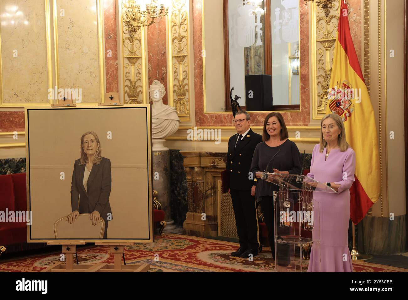 Madrid, 13.06.2024. Abgeordnetenkongress. Plenartagung Aussprache über alle Legislativinitiativen. Validierung oder Aufhebung des Königlichen Gesetzesdekrets. Im Bild, Darstellung des Porträts von Ana Pastor. Foto: Jaime García. ARCHDC. Quelle: Album / Archivo ABC / Jaime García Stockfoto