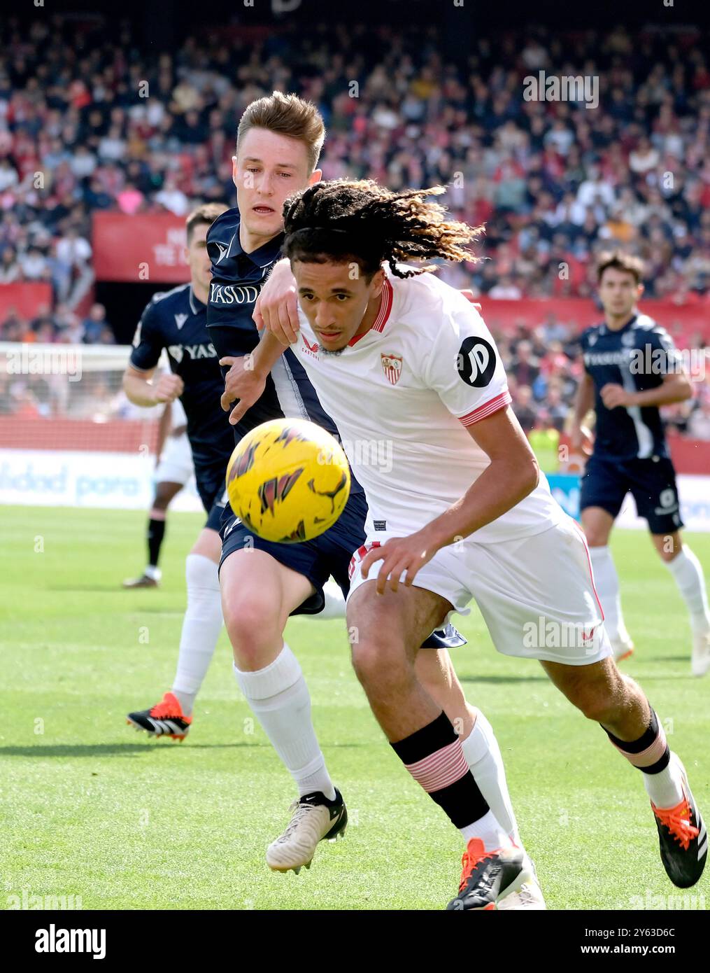 Sevilla, 02.03.2024. Ramón Sánchez Pizjuán-Stadion. EA Sport League. Spieltag 27. Spiel zwischen Sevilla und Real Sociedad mit einem Ergebnis von 3-2 zugunsten von Sevilla. Hannibal Mejbri. Foto: JM Serrano. ARCHSEV. Quelle: Album / Archivo ABC / Juan Manuel Serrano Becerra Stockfoto