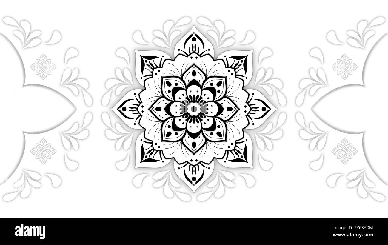Kreismuster in Form eines Mandalas. Henna Tatoo Mandala. Mehndi-Stil. Dekoratives Muster im orientalischen Stil, luxuriöser Mandala-Hintergrund Stockfoto