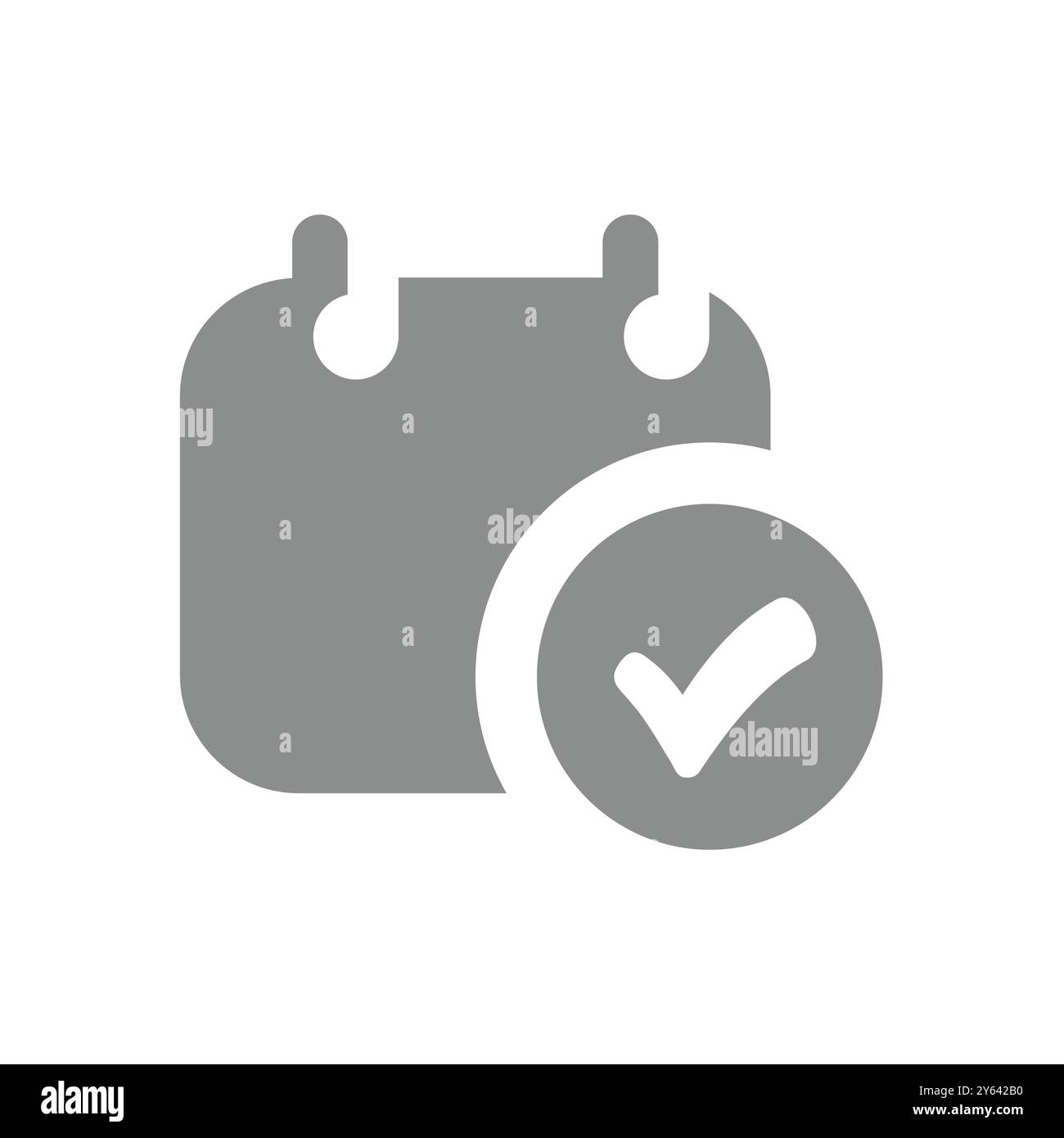 Kalenderseite und Häkchen-Vektor-Symbol. Symbol „Planung“, „Agenda“ und „Zeitplan“. Stock Vektor