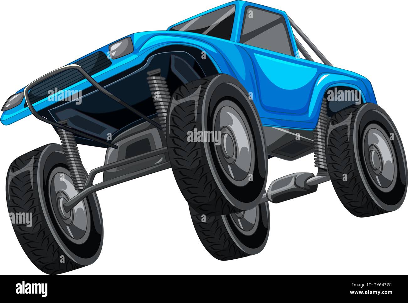 Großer blauer Lkw mit übergroßen Reifen Stock Vektor