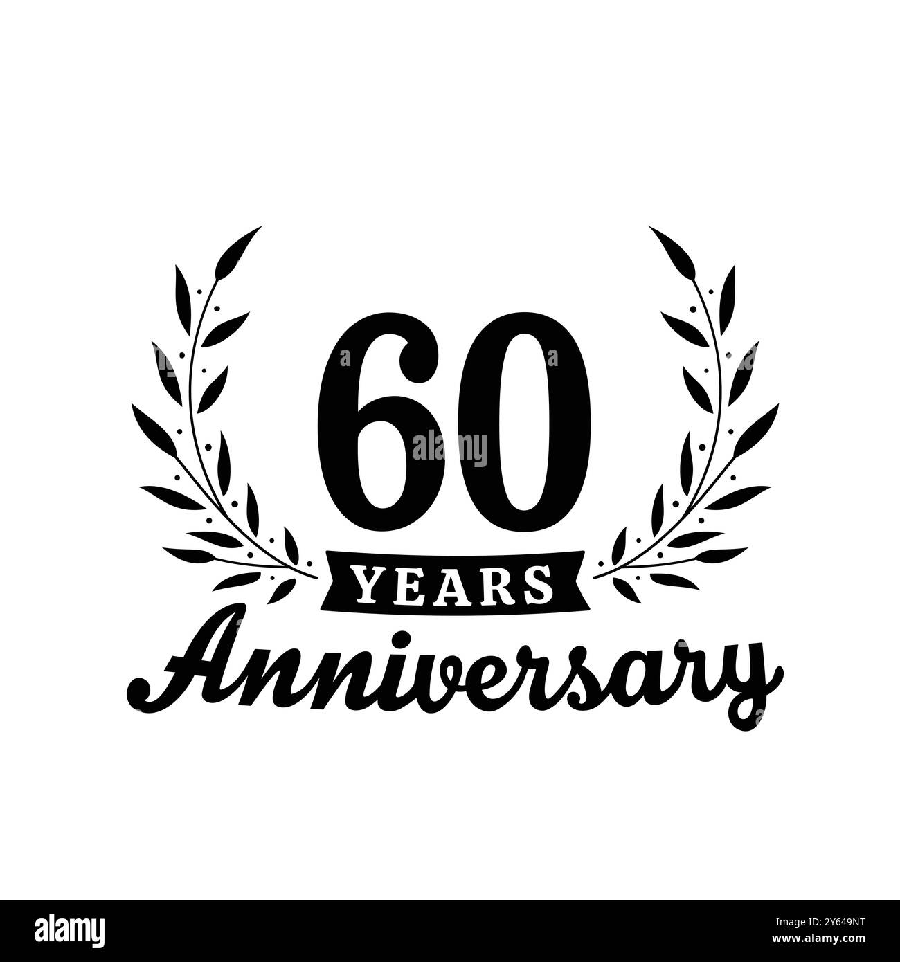 Design-Vorlage zum 60-jährigen Jubiläum. Logotype zum 60. Jahrestag. Vektor und Illustrationen. Stock Vektor