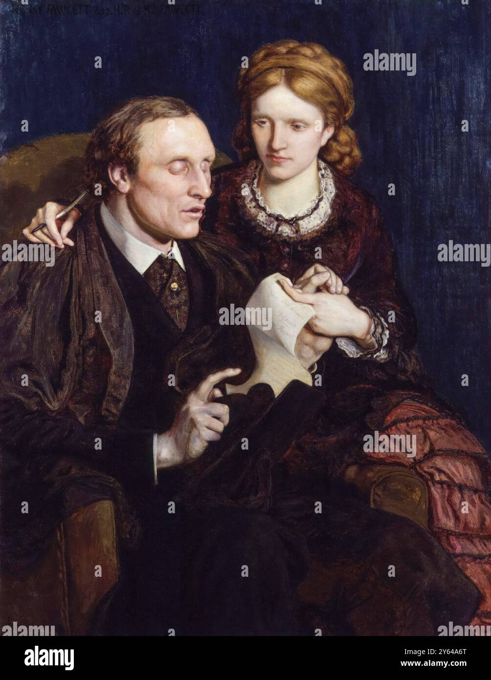 Henry Fawcett (1833–1884) und Dame Millicent Fawcett (1847–1929), Porträtgemälde in Öl auf Leinwand von Ford Madox Brown, 1872 Stockfoto