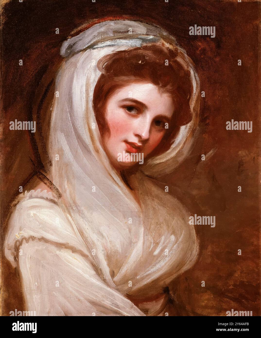 Emma, Lady Hamilton (* 1765–1815 in Amy Lyon), bekannt als Emma Hart und als Geliebte von Lord Nelson, war eine englische Dienstmädchen, Model, Tänzerin und Schauspielerin, Porträtmalerei in Öl auf Leinwand von George Romney, um 1785 Stockfoto