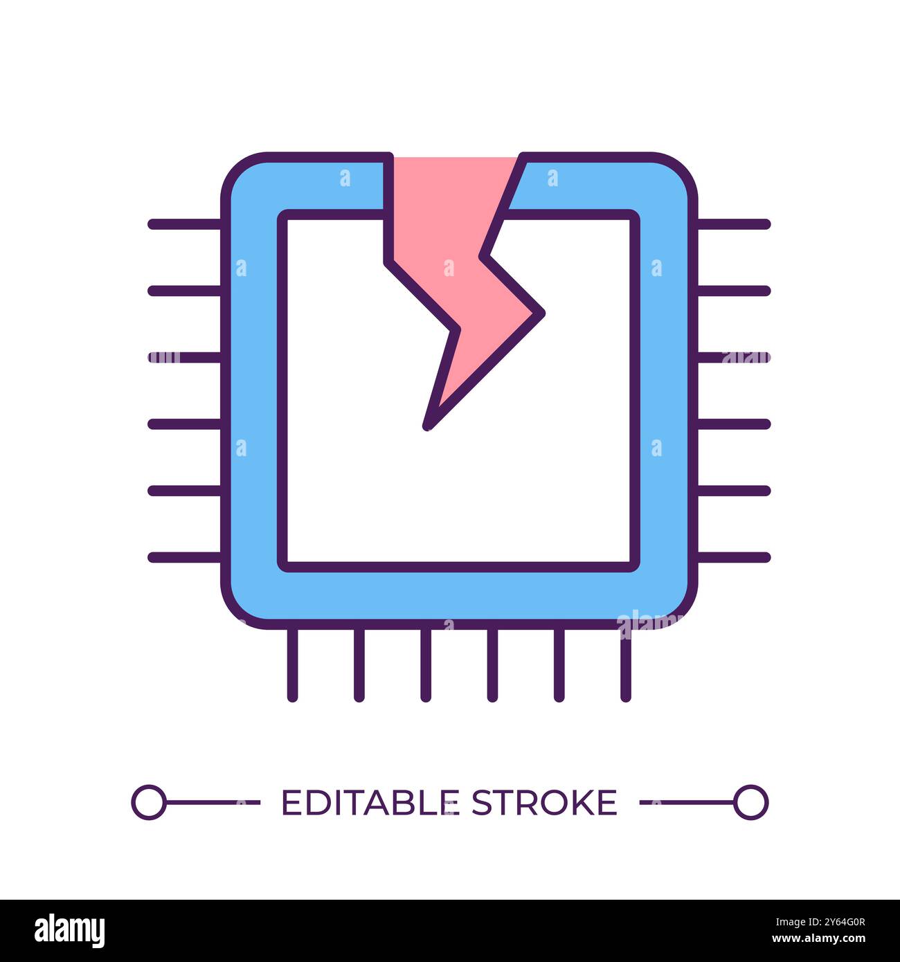 RGB-Farbsymbol für fehlerhafte CPU Stock Vektor