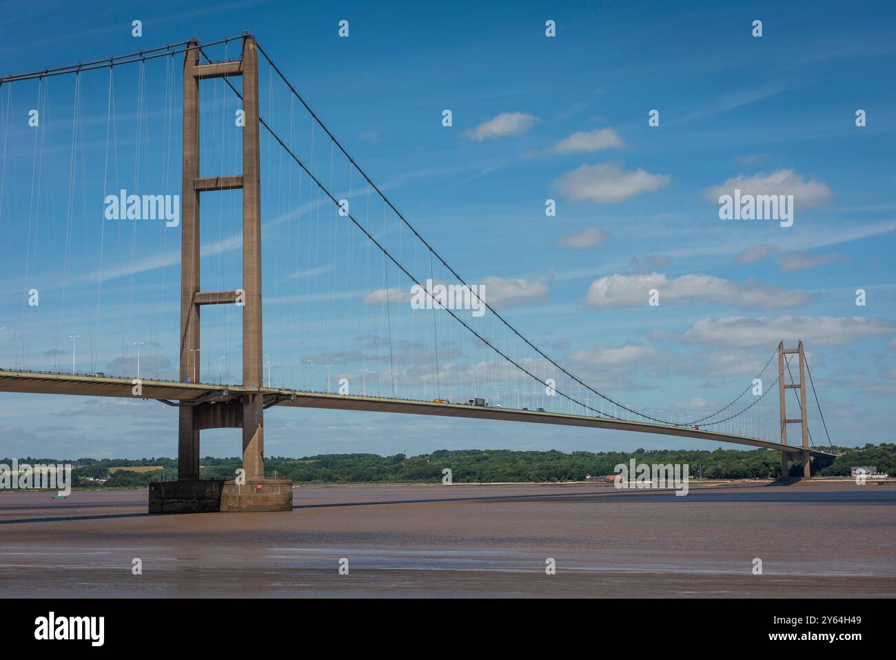 Blick von der Humber Bridge in der Nähe von Barton upon Humber, North Lincolnshire, Großbritannien Stockfoto