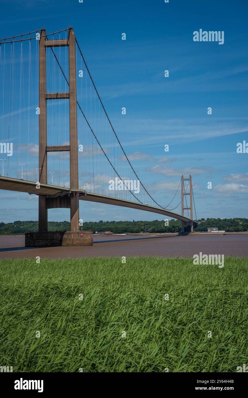 Blick von der Humber Bridge in der Nähe von Barton upon Humber, North Lincolnshire, Großbritannien Stockfoto