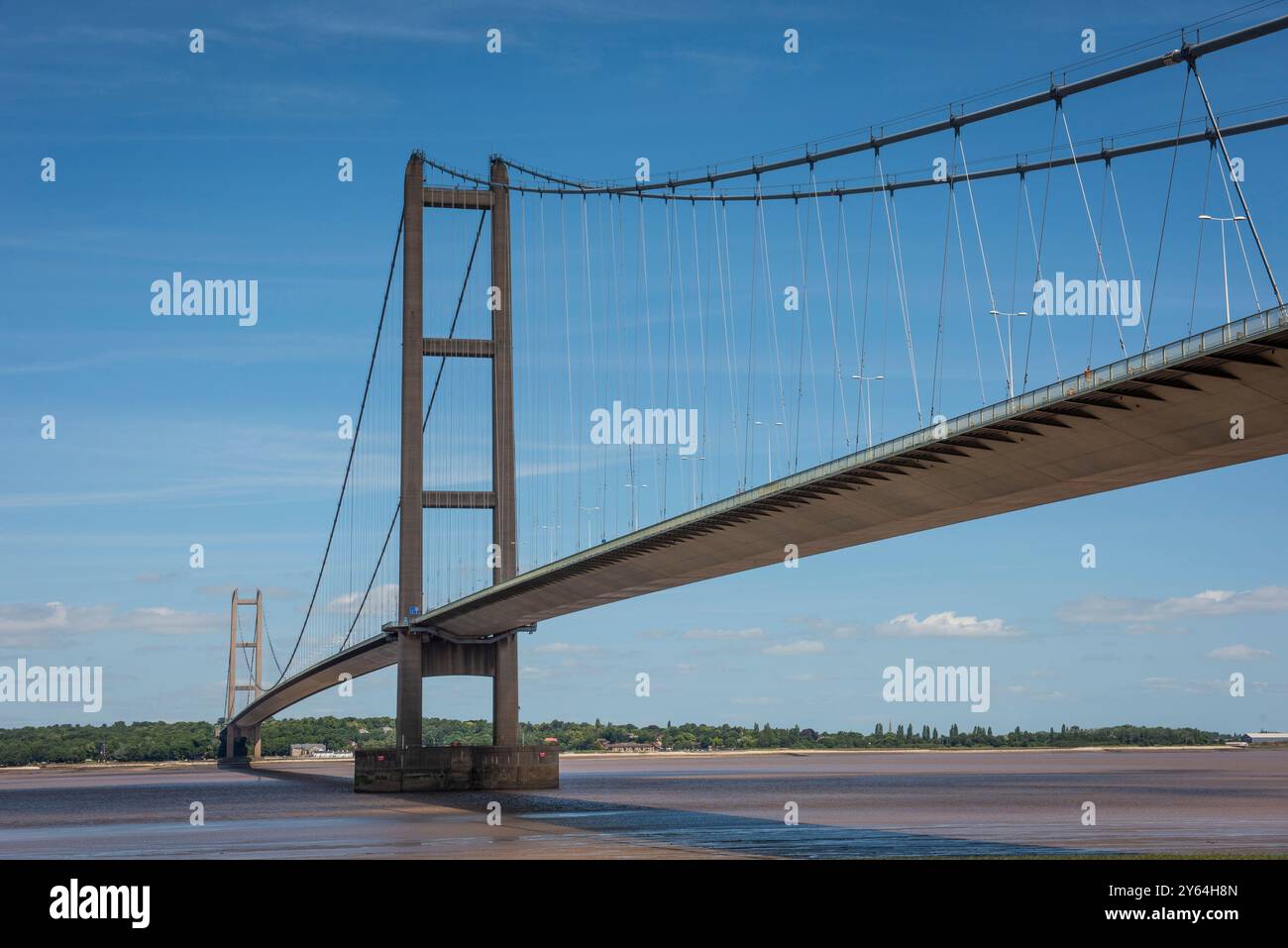 Blick von der Humber Bridge in der Nähe von Barton upon Humber, North Lincolnshire, Großbritannien Stockfoto